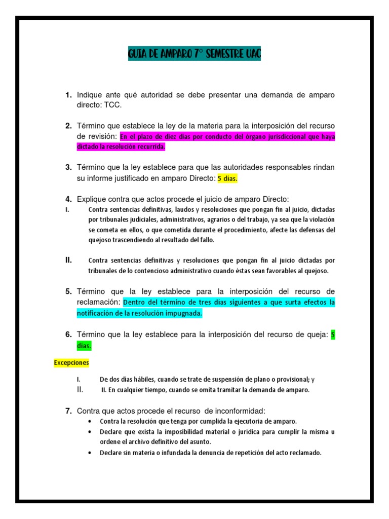 Guía Completa de Amparo Directo UAC | PDF | Caso de ley | Demanda judicial