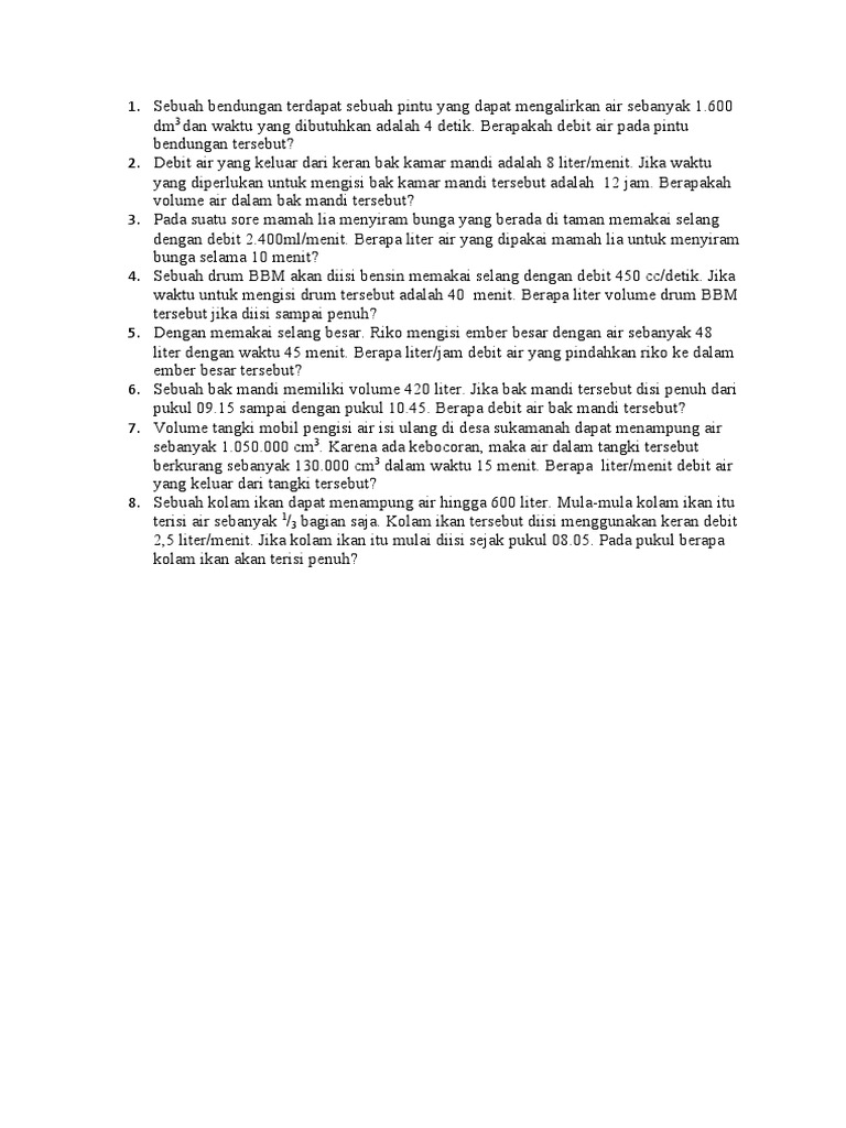 Perhitungan Debit dan Volume Air | PDF | Griya & Taman