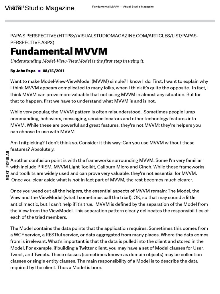 Mvvm Pattern In Wpf