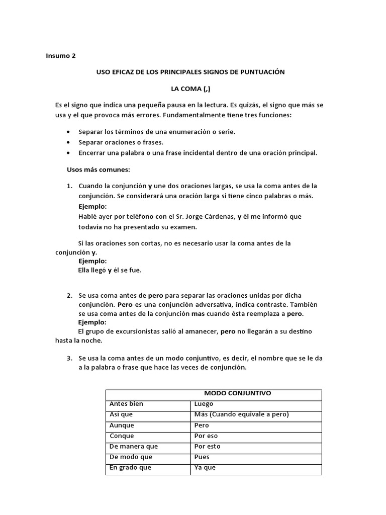 INSUMO 2 Signos de Puntuación | PDF | Coma | Puntuación