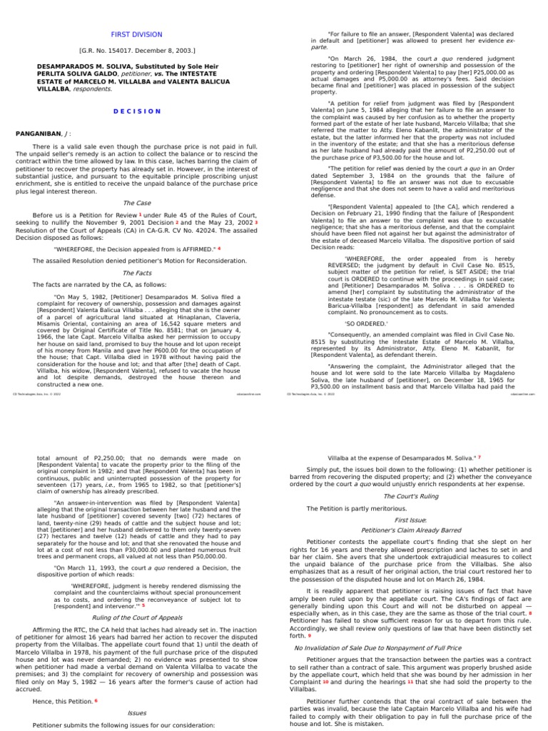 G.R. No. 154017 Soliva v. Intestate Estate of Marcelo M. Villalba