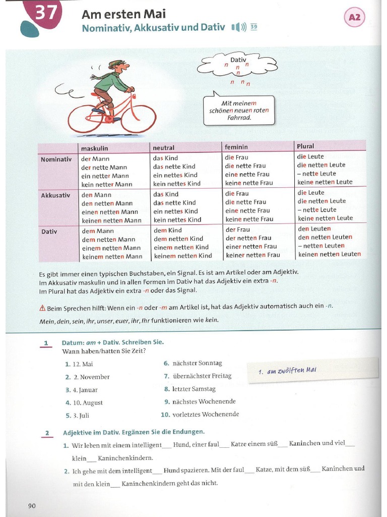 Adj.-Deklination - NOM, AKK Und DAT | PDF