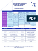 Horario Del Grupo 452: Universidad Nacional Autónoma de México Escuela Nacional Preparatoria Plantel 6 "Antonio Caso"