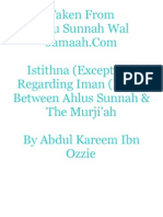 Istithna (Exception) Regarding Iman (Faith) Between Ahlus Sunnah & The Murji'ah