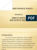 Credit and Finance Policy