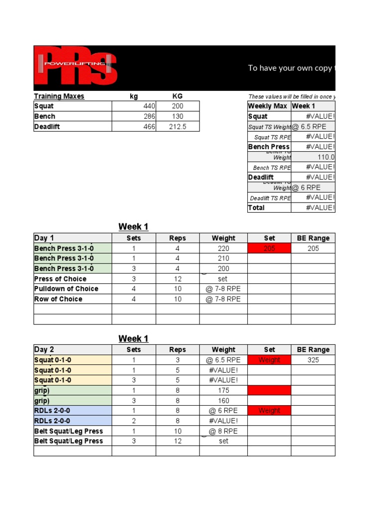 PRS Powerlifting Program Overview | PDF | Physical Fitness | Hobbies