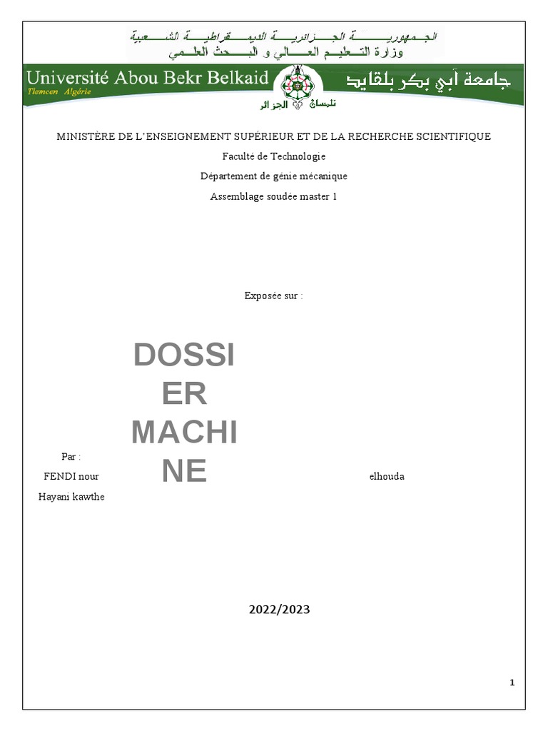 Dossier Technique Machine et Maintenance | PDF | Informations | Business