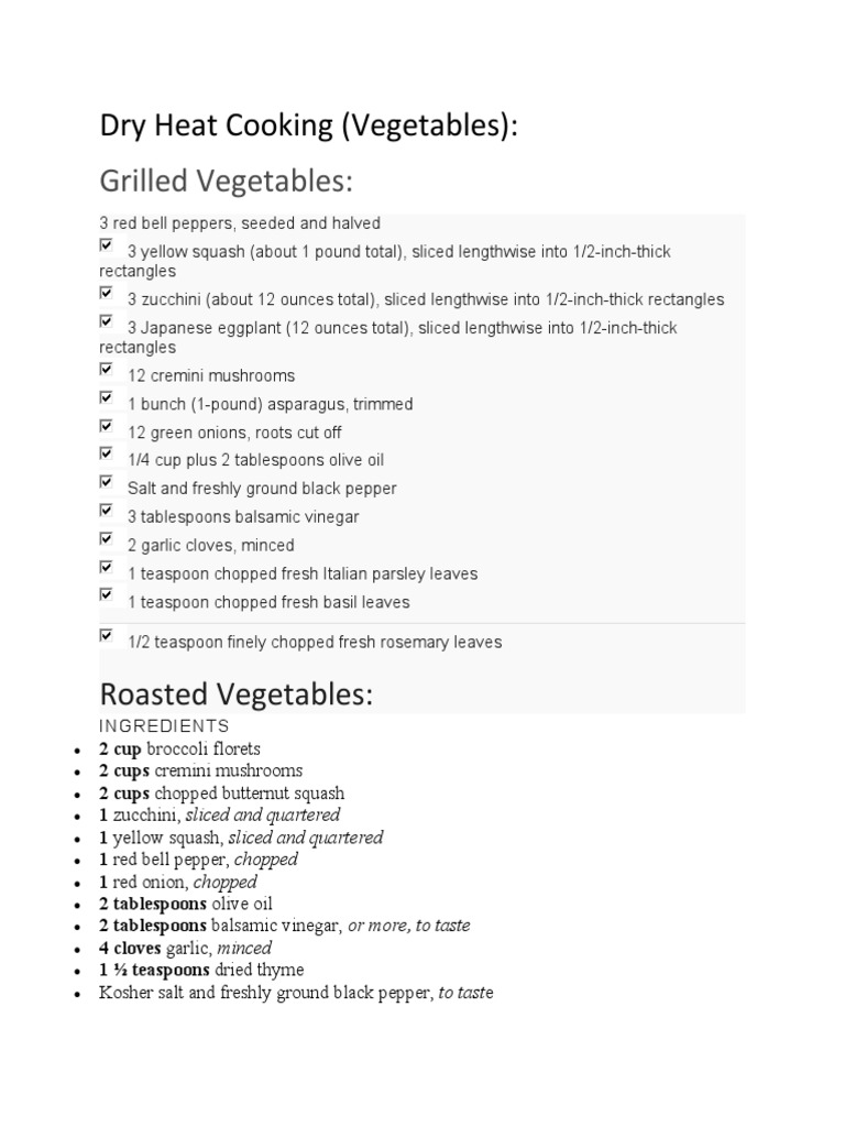 Dry Heat Cooking PDF Zucchini Garlic