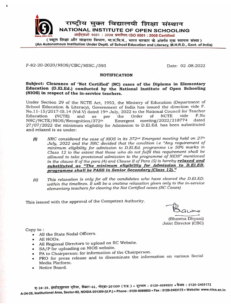 Deled NC Notification Aug-2022 | PDF