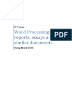 Word Processing For Reports, Essays and Similar Documents