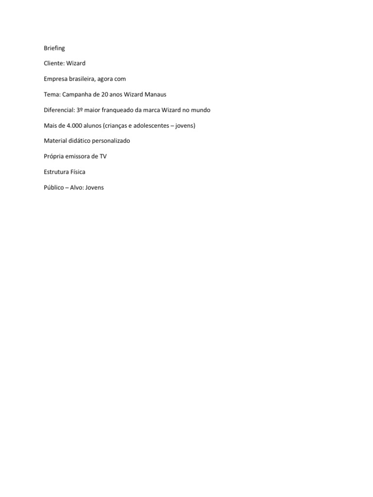 Briefing Wizard | PDF | Ciências Sociais