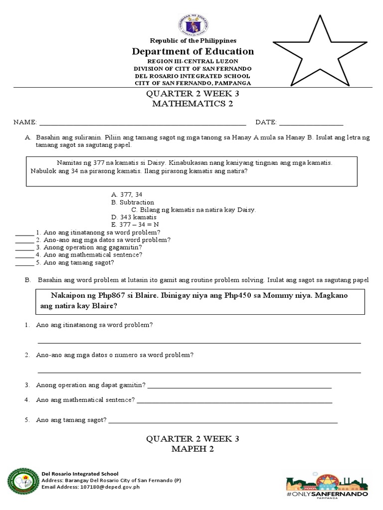 Worksheet Week 3 Math 2 2ND QT | PDF