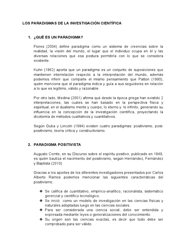 Los Paradigmas de La I.C | PDF | Paradigma | Positivismo