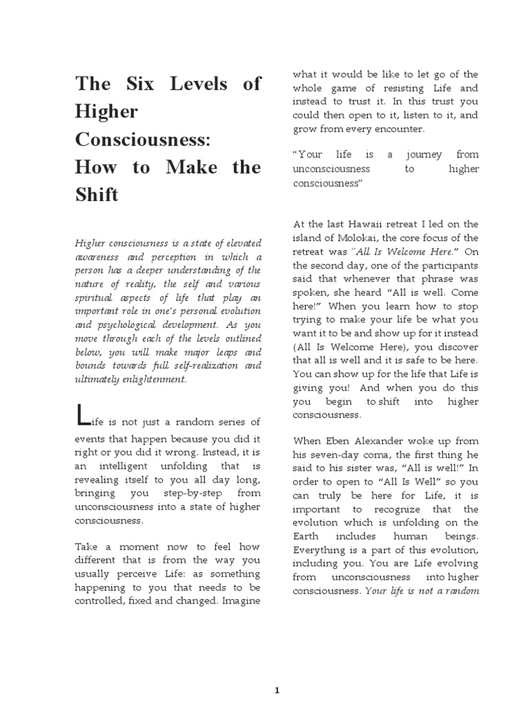 The Six Levels of Higher Consciousness PDF Consciousness Experience