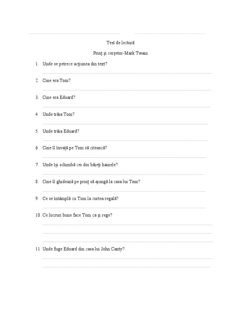 Fisa De Lectura Print Si Cersetor Test de Lectură-Print Si Cersetor | PDF