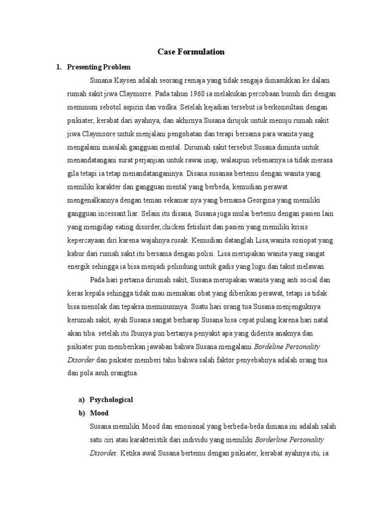 Analisis Kasus Susana Kaysen: Gangguan Kepribadian | PDF