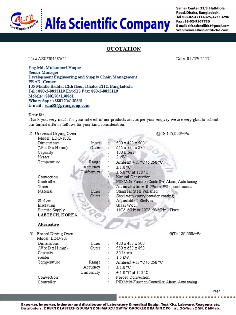 Laboratory Equipment Quotation 2022 | PDF | Mains Electricity ...