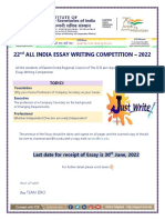 22nd All India Essay Writing Competition 2022