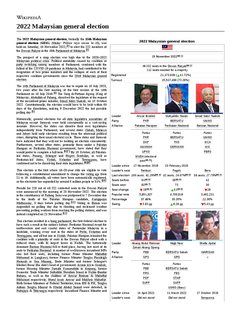 2022 Malaysian General Election PDF
