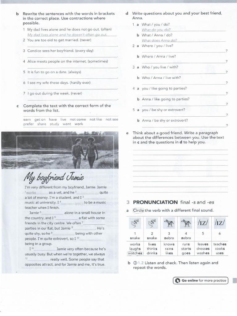 UNIT 1 P. 6 PR SIMPLE WB Homework | PDF