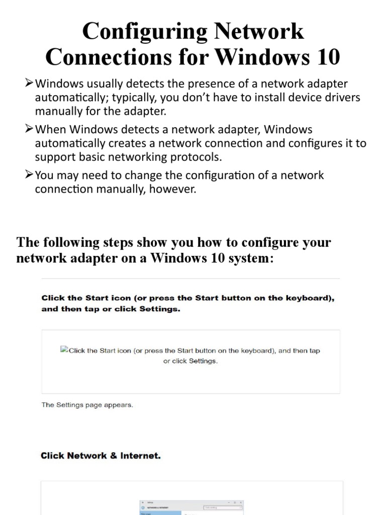Configuring Network Connections For Windows 10 | PDF | Computer Network ...