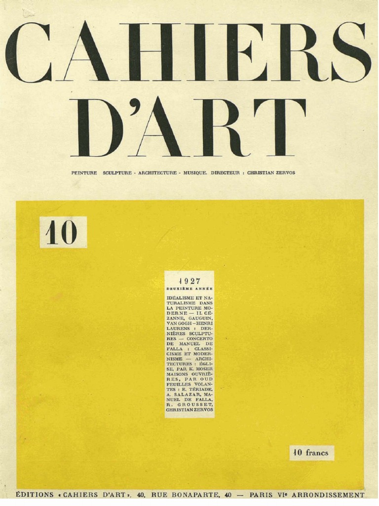 Page De Garde Cahier D art Plastique Dynamique Cahiers D'art 1927 No 10 | PDF | Angkor | Arts (Général)