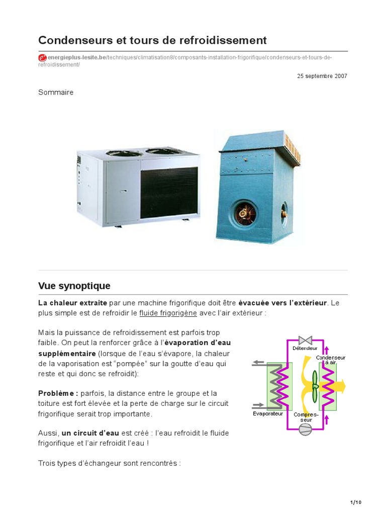 Energieplus Lesite Be Condenseurs Et Tours De Refroidissement PDF