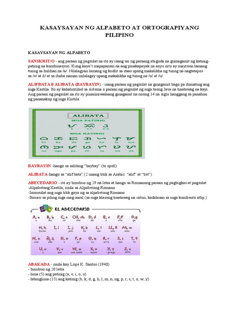 10 Kasaysayan Ng Alpabeto At Ortograpiyang Pilipino Pdf
