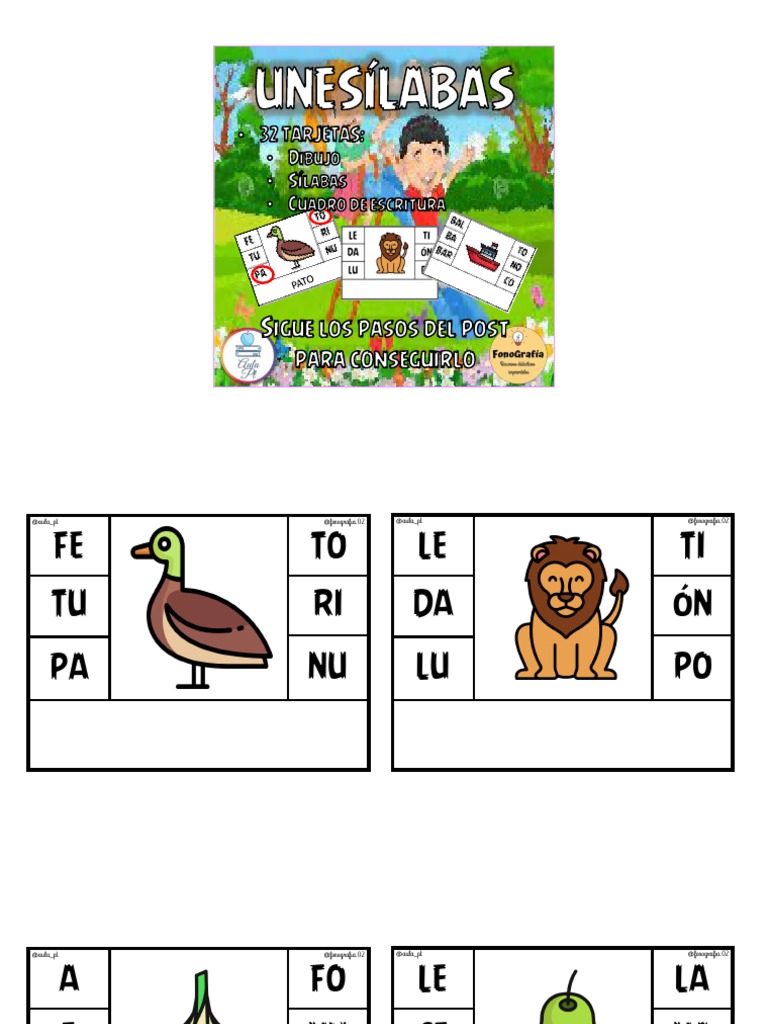 Tarjetas Didácticas de Sílabas | PDF
