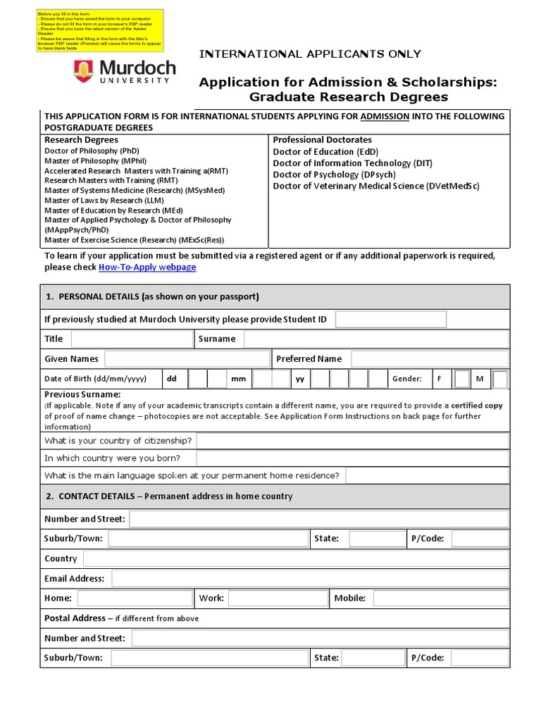 Murdoch University International Application Guide | PDF | Academic ...