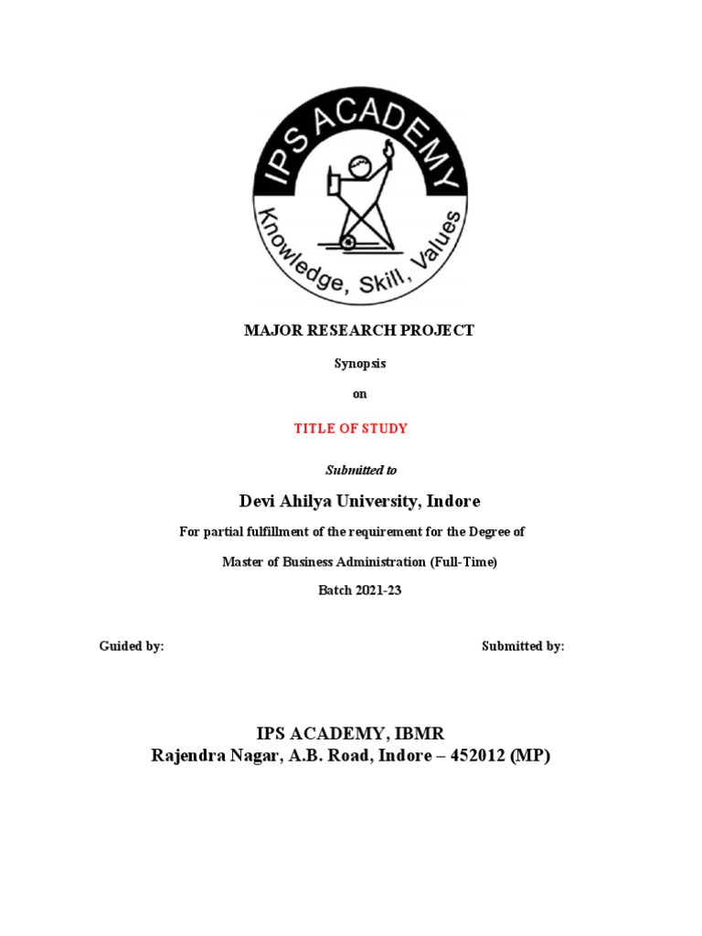 MBA Synopsis Format Guidelines | PDF | Career & Growth | Art