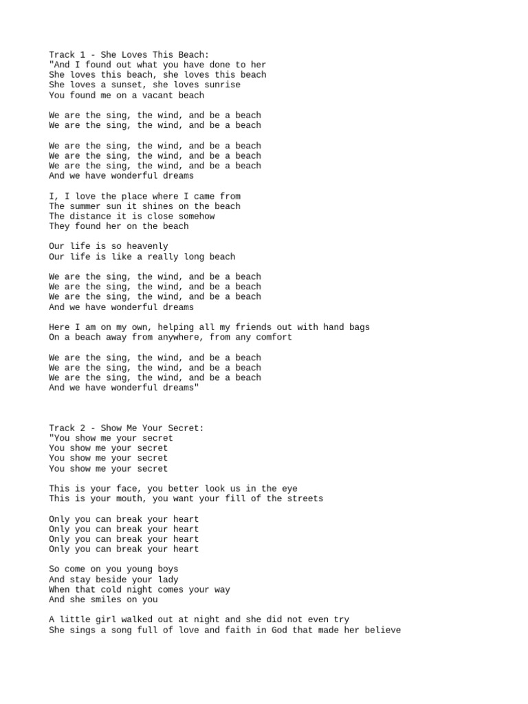 Lovers Into Surfboards Lyrics PDF