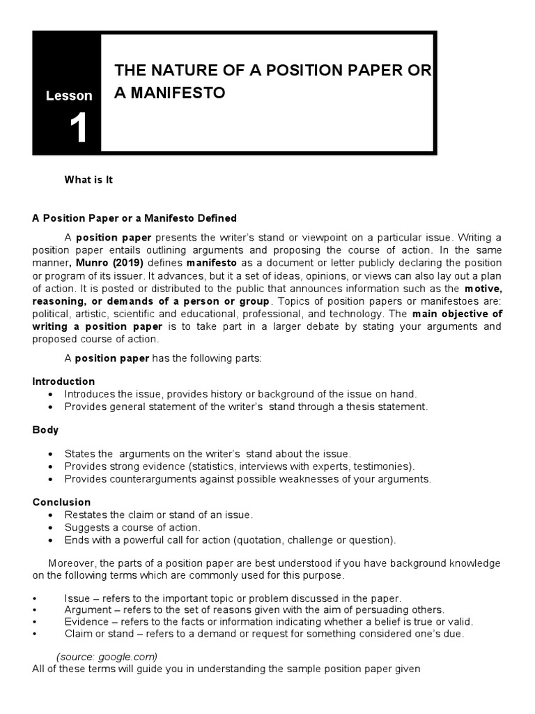 EAPP Q2 - Mod 1 Writing A Position Paper | PDF | Argument | Evidence