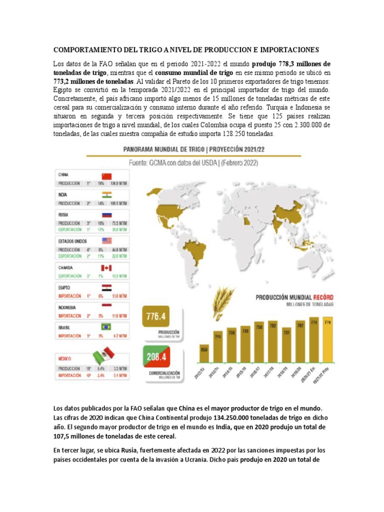 Importaciones de Trigo A Nivel Mundial | PDF | Negocios | Ciencias sociales