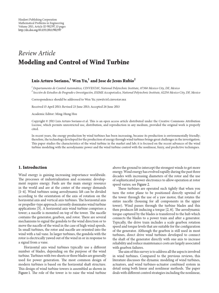 Modeling and Control of Wind Turbine | PDF | Wind Turbine | Wind Power