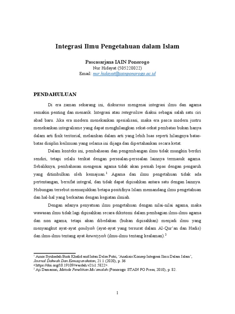 Integrasi Ilmu Pengetahuan dan Islam | PDF | Agama & Spiritualitas