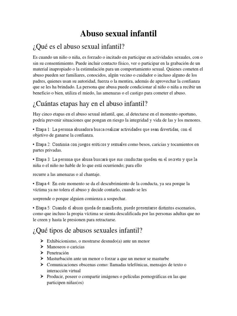 Prevención y tipos de abuso sexual infantil | PDF