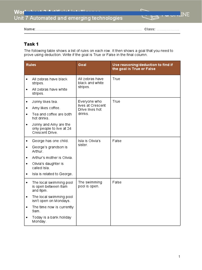 AI Deduction and Classification Tasks | PDF