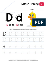 Letter Tracing Alphabet D Worksheet