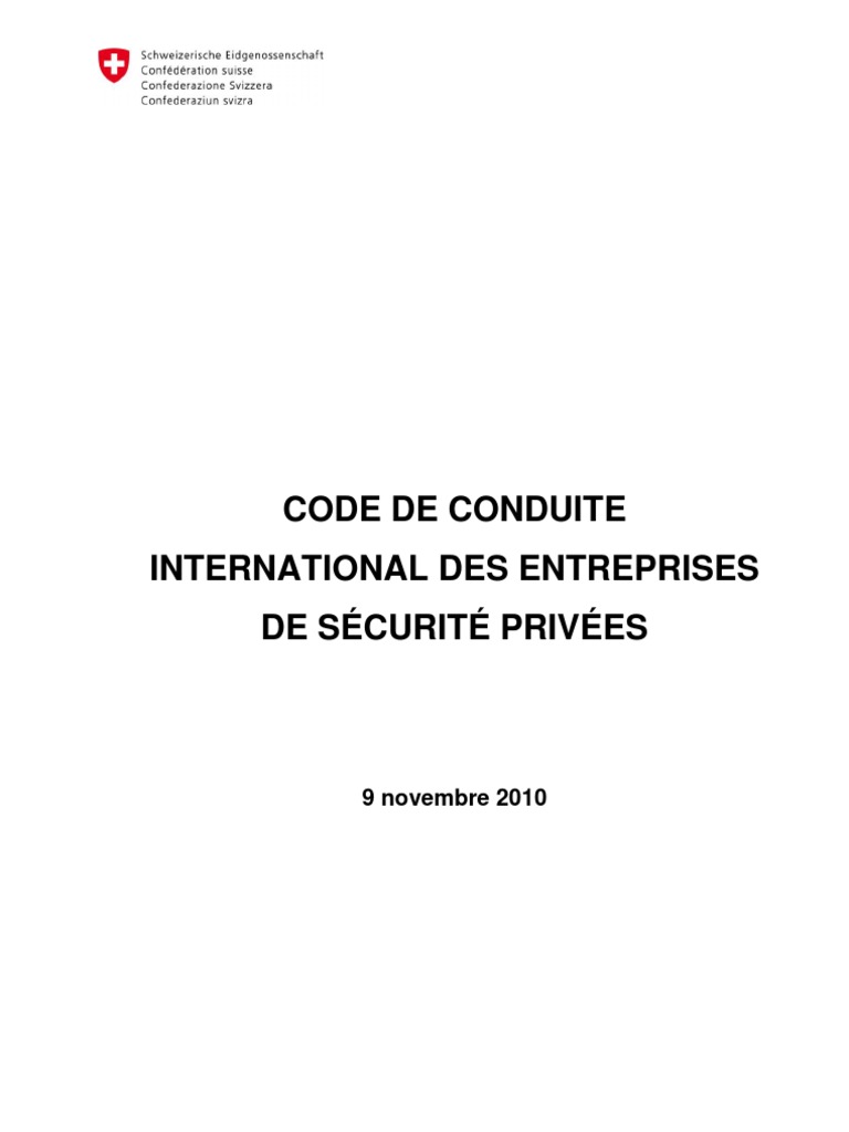 Code de conduite des entreprises de sécurité | PDF | Traite des êtres ...