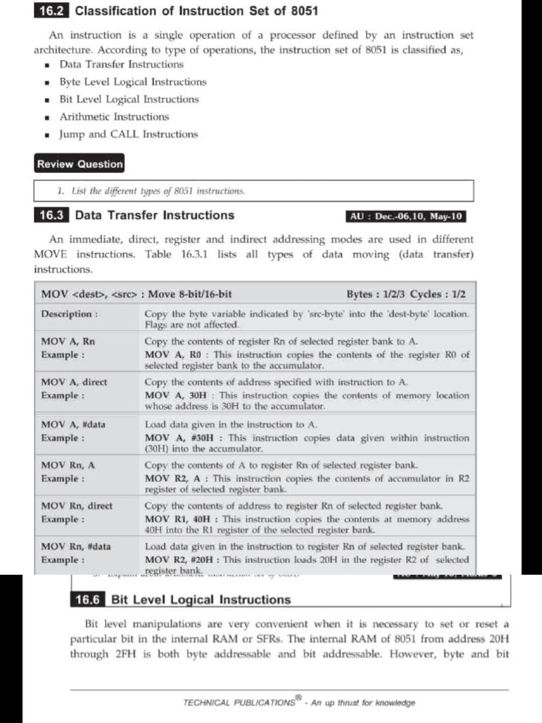 Types of 8051 instructions pdf