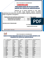 Comunicado-Evaluacion Escrita Aymara y Quechua