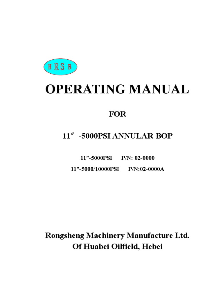 11" 5000 PSI Annular BOP Manual | PDF | Screw | Piston