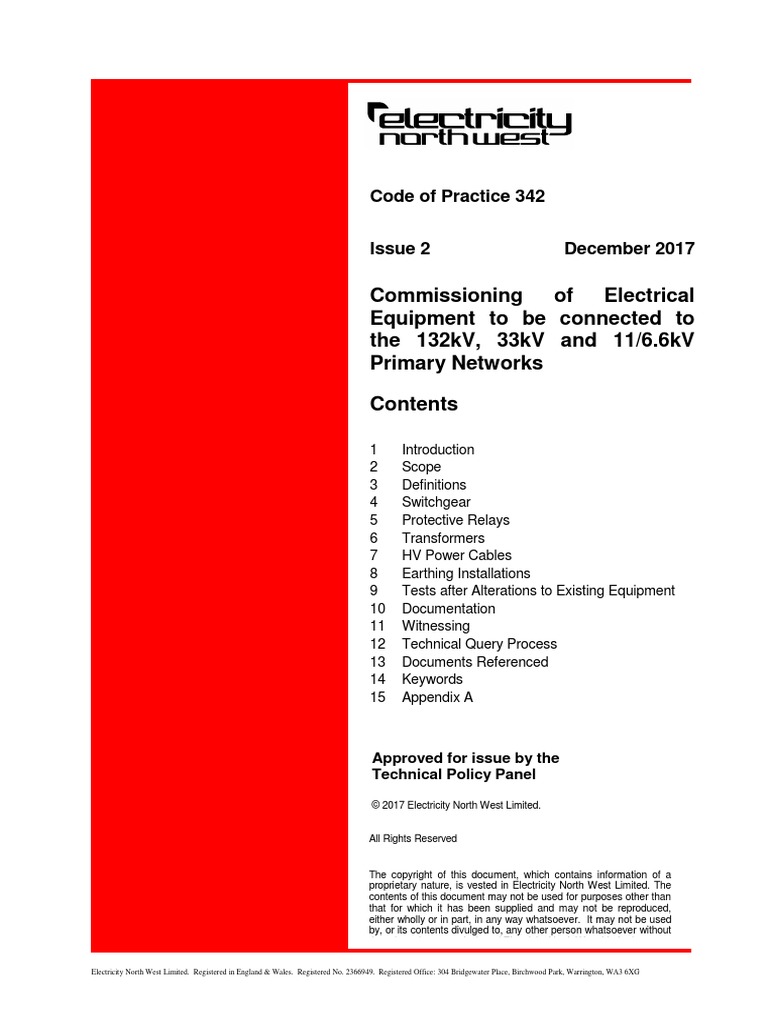 cp342 Commissioning of Electrical Equipment To Be Connected To The