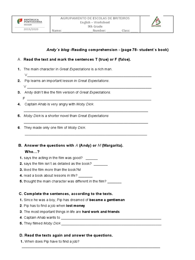 Andreia Ferreira - Andy S Blog - Reading Comprehension | PDF | Language ...