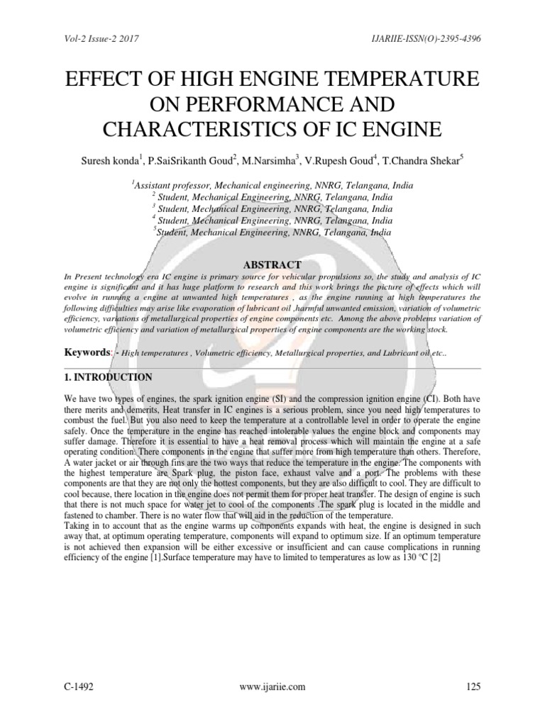Impact of High Engine Temperature on IC Engine Performance | PDF ...