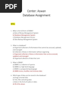 Center: Aswan Database Assignment: B) Database Management System