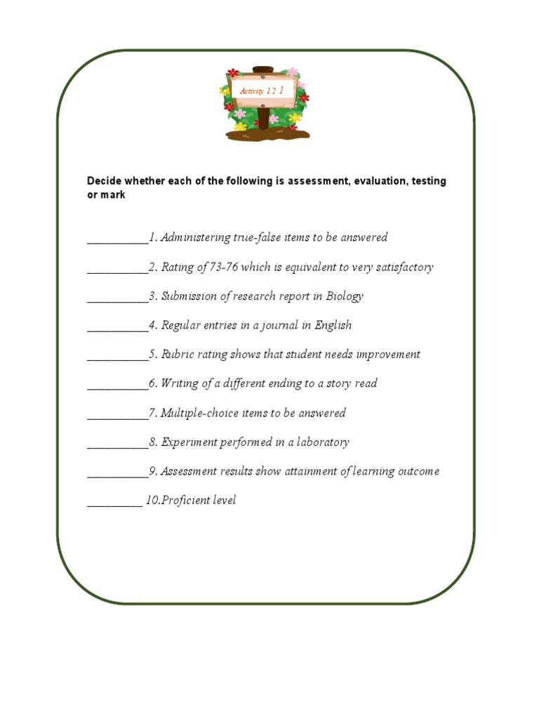 Assessment Types: Testing vs. Evaluation | PDF