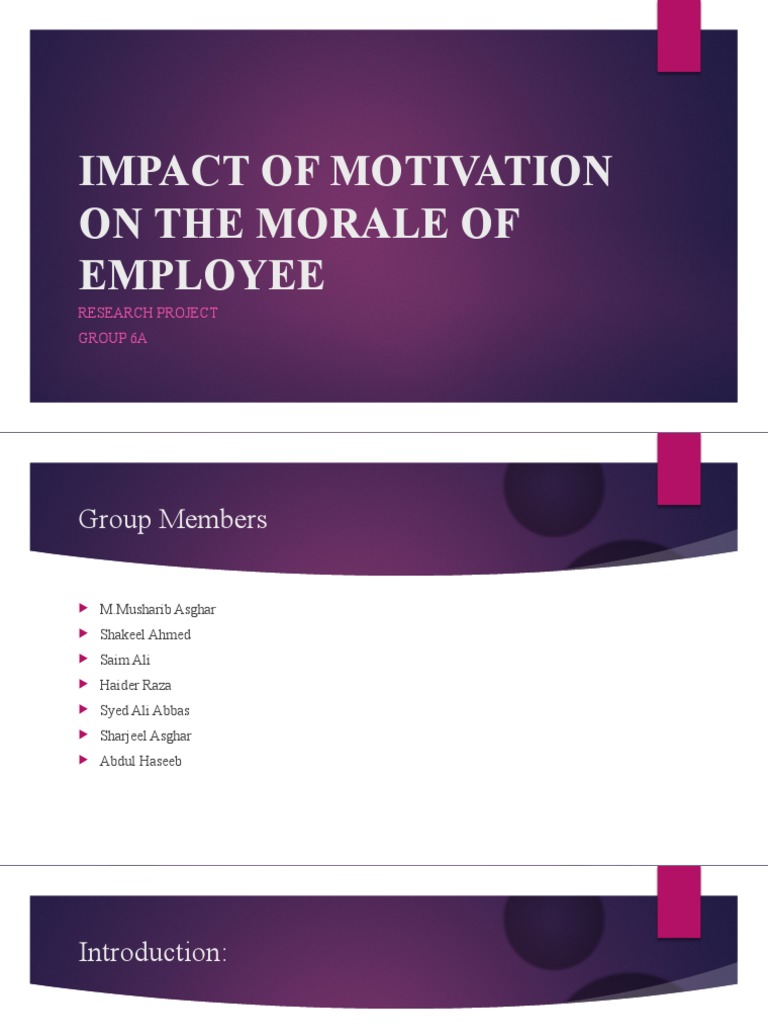 Impact of Motivation On The Morale of Employee | PDF | Motivation ...