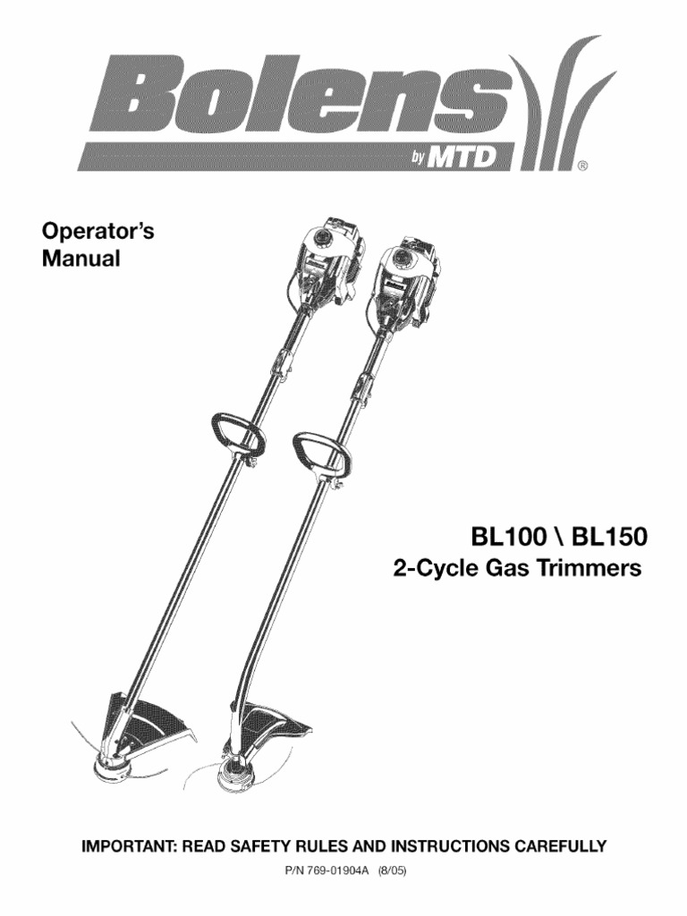 Bolens BL100 User Manual | PDF | Screw | Gasoline